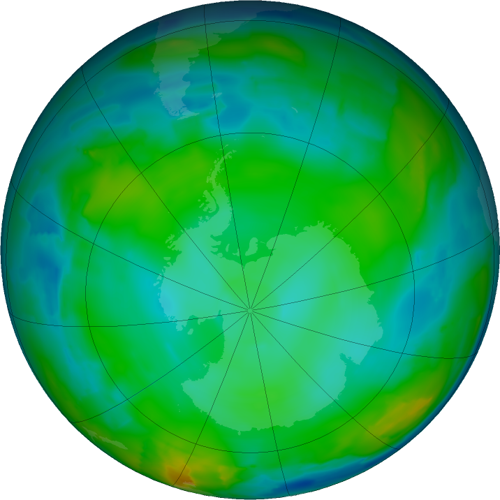 Antarctic ozone map for 21 June 2011